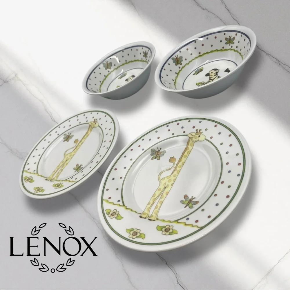 Lenox Jungle Jamboree Children's Melamine 2 Dinner Plates and 2 Bowls